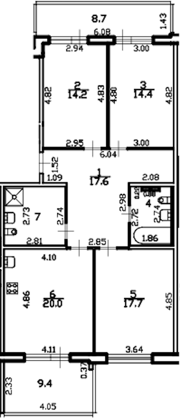 3-комнатная квартира 101.9 м², 2/4 эт., ЖК «Riviera Club»